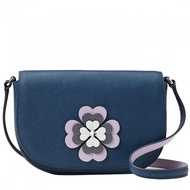 Kate Spade Reiley Spade Flower Applique Flap Crossbody Bag in Petrol Blue