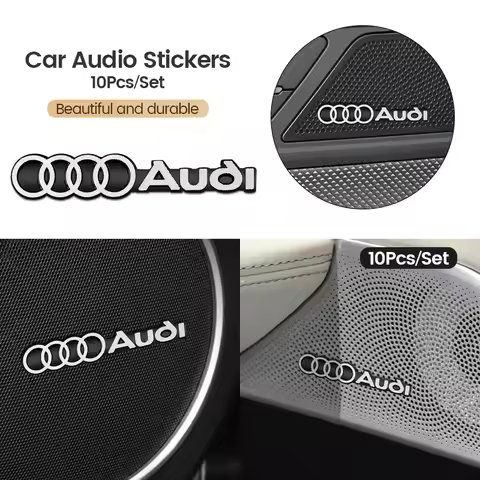 10pcs For Audi A1 A3 A4 B8 8P 8V A6 C7 A5 Q5 B7 B6 B9 A7 A8 RS Q3 Q7 Q2 car audio decorate 3D Alumin