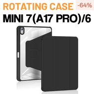 iPad Case Mini 7 A17 Pro / 6 2024 / 2021 Rotating Leather 360° Clear Cover with Pencil Holder Casing