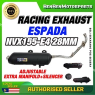 YAMAHA NVX155 V1 V2 (100% ORIGINAL ESPADA) E4 28mm Racing Exhaust Pipe Ekzos paip Aerox E4 / Free Si