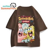 Korean Style Oversized Short Sleeve T-Shirt | Spongebob & Friends Graphic Tee | Cute Cartoon Design 