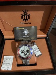 《Herman 赫爾曼》水鬼款三眼男士鋼鍊腕錶 HM0037-2(商務錶款 品味不凡 時尚潮流)