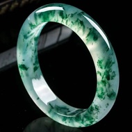 Natural jade bracelet Jade floating flower quartzite jade bracelet Narrow version Bangle