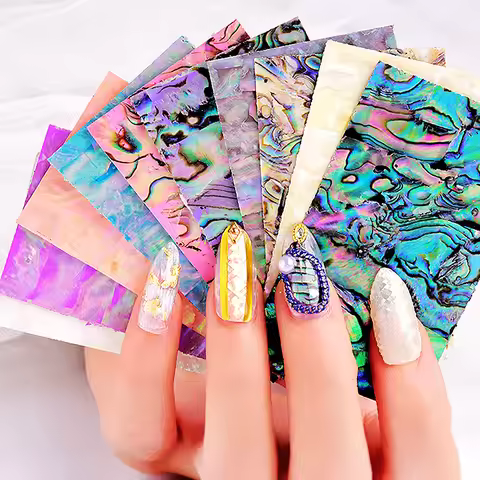 Adhesive 3D Nail Shell Sticker Abalone Shell Fragments Flakes Sequins For Manicure Nails Art Decorat