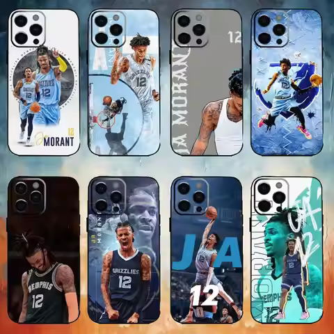 Basketball J-Ja Morant 12 Phone Case For iPhone17,16,15,14,13,12,11 Plus,Pro Max Soft Black Cover