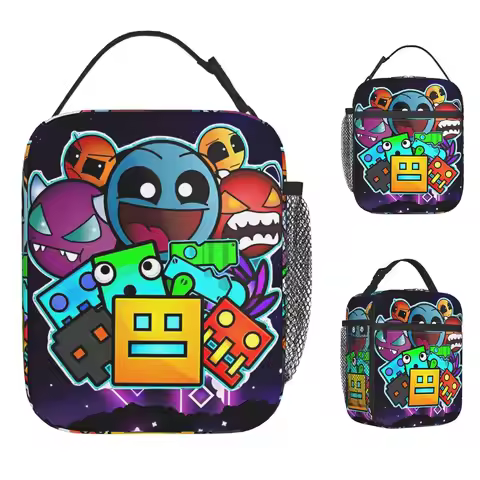 Geometries Dash Game Insulated Lunch Bag Portable Reusable Cooler Bag Lunch Box Tote Work Picnic Foo