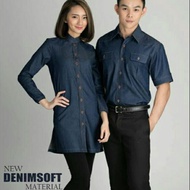 Baju korporat kain denim high quality siap logo