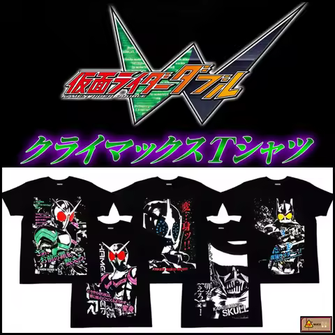 Kamen Rider W Joker Accel Skull Famous Lines Printed T-shirt Men's and Women's Brand Joint Short-sle