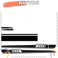 NIUYOU 5pcs Car Body Sports Racing Stripe Stickers, Black Cover 120 * 15CM (1pcs) Door Hood Mirrors Sticker, Rear View Mirror 15 * 2.4CM (2pcs) PET Vinyl Sticker Accessories