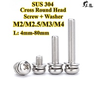 [CB-SZYTZH] 304 Stainless Steel, Washer Three-Piece Combination + Phillips Round Head Screw M2/M2.5/