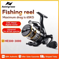 Hamigreen Fishing Reel Spinning Reel Pancing HE500-HE7000 Metal Spool Mesin Reel Metal Line Cup Sea 