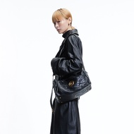 GROTTO GROTTO Black Stone Bag Classic Vegetable Tanned Sheepskin Large Capacity Shoulder Messenger S