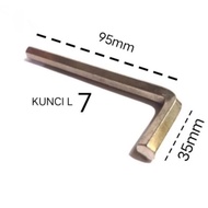 (1PCS) L-shaped wrench 7mm hexa wrench/ 7mm Allen Key/ 7mm Key bolt/ 7mm Nickel L-shaped wrench/