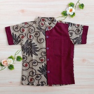 KEMEJA Children's Batik Shirts Couple Children's Shirt/s Children's Combination Shirt/s Maroon Child