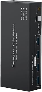 dp kvm Switch 8k 2x2 Display Port USB 3 4 4k 120hz Dual Monitor Extended USB KVM Switcher 2 in 2 Out for 2 Computers 2 Monitors
