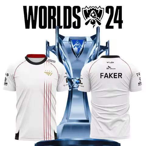 2024 New T1 E-Sports Club Team Uniform League Of Legends World Finals Jersey T Shirt LOL Games Faker