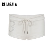 RELAGALA Women's 2025 New Causal Fashion Number Print Low Waist All Match Shorts