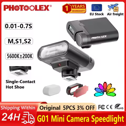 PHOTOOLEX G01 Mini Speedlight Camera Flash Light SpeedLite External Hot Shoe G16 High brightness 700