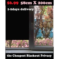 50cm/~`100cm X 200cm~500cm Blackout Window Film Privacy Room Darkening Window Tint Black Window Cove