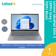 Lenovo IdeaPad Slim 3 (XPMJ Grey / XQMJ Blue) Laptop (R5-7520U,16GB,512GB,15.6",W11,H&S+M365)