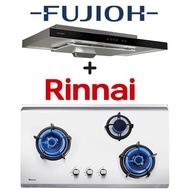 FUJIOH FR-MS1990R 90CM SLIMLINE HOOD WITH TOUCH CONTROL + RINNAI RB-93US 3 BURNER STAINLESS STEEL GAS HOB