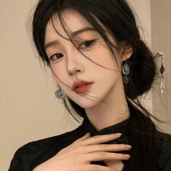 Hs-shine retro new earrings retro new Chinese Style earrings Ethnic Style Female Asymmetrical Song D