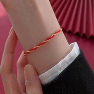 Shiny Red String Transfer Small Gold Bead Bracelet, Stainless Steel Material Will Not Fade, Meaning 