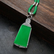 I Natural Burmese Laokeng Jadeite Safe Nothing Full Green Yang Nothing Card 925 Men Women Necklace I
