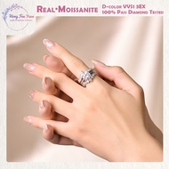 HFY GRA Certified 3.0ct Real Moissanite Full Diamond Set Ring S925 Silver White Gold for Women OL Gi