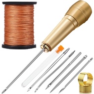 Jarum Jahit Kasut Shoes Leather Repair Threader Stitch Needle Wooden Handle