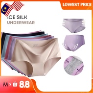 Lowest Price Ice Silk Seamless Panties Underwear Middle Waist Panties Seluar Dalam Wanita Women Fash