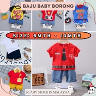 [ Baju Baby Borong ] Ready Stock 6-24m Baju Budak Bayi Cotton Baby Boy Short Sleeve Clothes SET Pant C4308