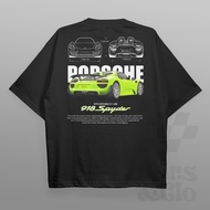 Cars and Clo - Regular Fit Black - Porsche 918 Spyder Blueprint T-Shirt
