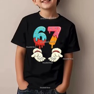 Children's T-Shirt 67 Six Seven Cotton Funny Italian Brainrot Math Joke Boys' Short Sleeves Graphic 