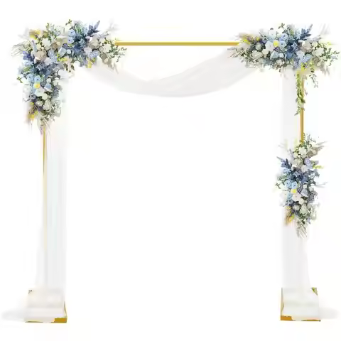 Square Balloon Arch Stand, 8.2x8.2FT Gold Wedding Arch Garden Arbor Garden Arches Metal Arch Backdro