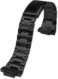 GANYUU 16mm Solid Stainless steel Strap For Casio watch G-Shock GM110 GM-110B GM-110G stainless steel watchband Bracelet Chain (Color : Black, Size : 16mm)