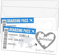 Qoamp Surprise Scratch Off Travel Ticket Boarding Pass(2 Set), 3.5"x8" Silver Scratch Card Gift for 