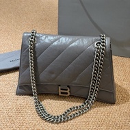 Balenciaga巴黎世家CRUSH鏈條沙漏包水泥灰牛皮