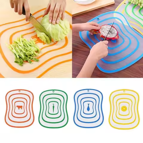 4pcs Kitchen Non-slip Chopping Blocks Flexible Cutting Board Plastic Cutting Boards Classification C
