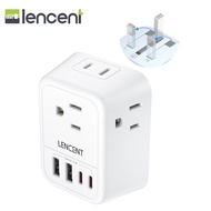 LENCEN US to UK Plug Adapter Foldable Type G Travel Outlet Adapter with 4 USB Charger(2 USB C) Power