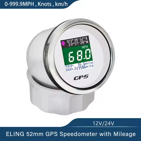 ELING 52mm 85mm Digital GPS Speedometer ODO with Longitude Latitude Altitude with Adjustable Knots M