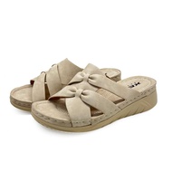 XES BSLCYS530 Ladies Plat Slide Wedge Sandals ( Beige / Khaki )