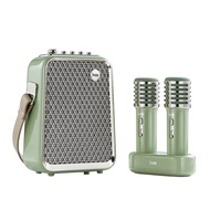 Divoom SongBird-HQ Wireless Bluetooth Portable Speaker Family KTV Device Outdoor Karaoke Speaker with Dual Microphone, Green/White