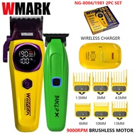 WMARK NG 8004 1981 Professional Hair Clipper 2PC Set 9000RPM Brushless Motor Wireless Charger DLC FA