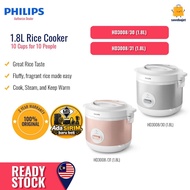 PHILIPS Periuk Nasi Jenis Jar Jar Rice Cooker - Grey/Peach (1.8L) HD3008/30/HD3008/31