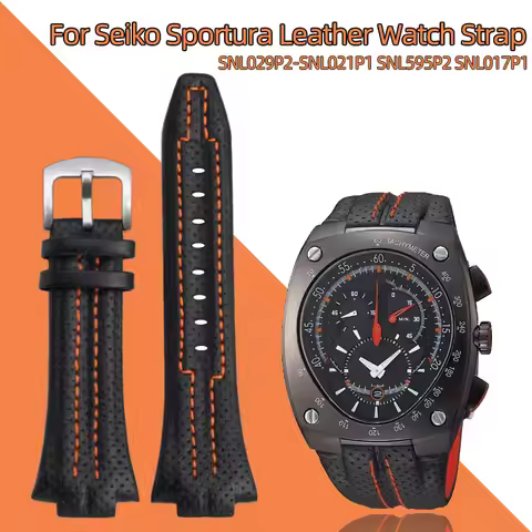 27mmx15mm Convex mouth For Seiko Sportura series SNL029P2-SNL021P1 SNL595P2 SNL017P1 Leather Watch S