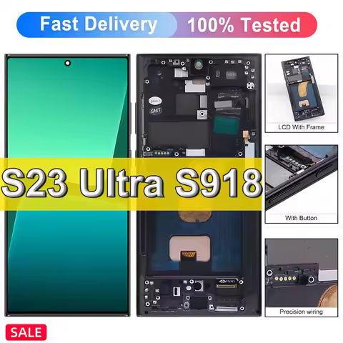 AMOLED S23 Ultra Display Screen for Samsung Galaxy S23 Ultra S918B S918B/DS Display Digital Touch Sc