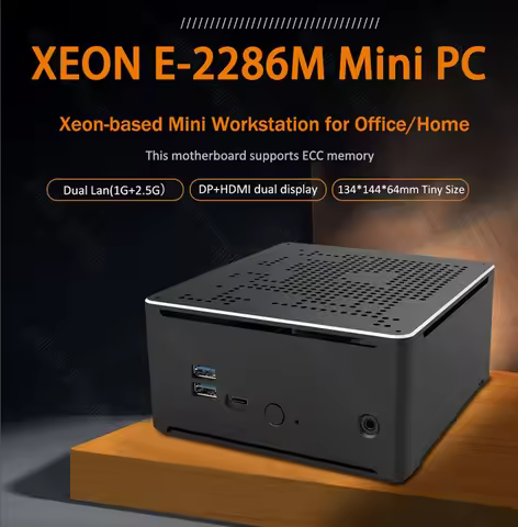 Home Office Mini Workstation PC Xeon-2286M / 2186M / 2276M Support ECC DDR4 RAM M.2 SSD DP HD Type-C