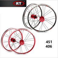 Original RT Folding Bike Wheel 451/406  7-12 Speed Bicycle Wheel Set Bicycle Hub Spoke Set Compatible with Transmission Derailleur Wheel Set 5 Palin Bearing Bicycle Parts Accessories 120 Wheel Ring