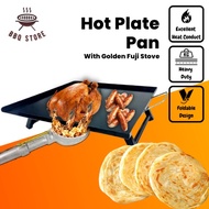 BBQ Store Rectangular Hot Plate Pan Portable Grill Plate With Foldable Stand For Burger/ Roti John/ 
